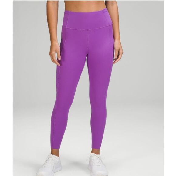 Lululemon Fast & Free High-Rise Crop 23” Moonlit Magenta Quick Dry Run Size 14 - Picture 1 of 6